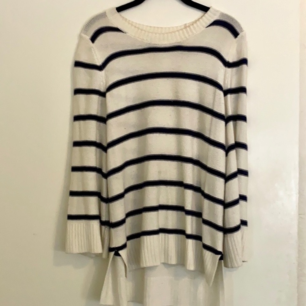 Blue and White Striped Cardigan